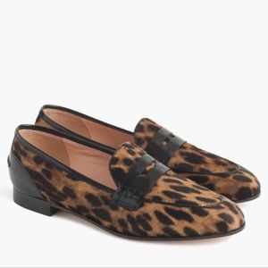 J. Crew Leopard Print Loafers with Black Accents